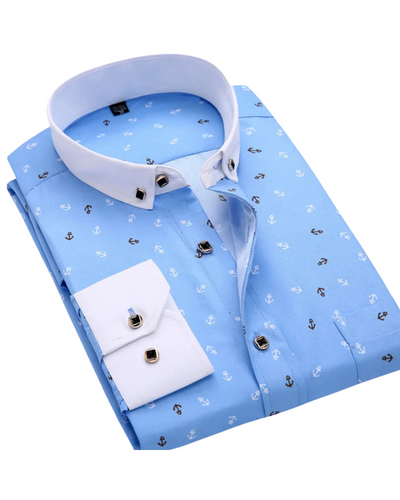 Arvani - Elegante camicia con raffinata stampa nautica per un look irresistibile