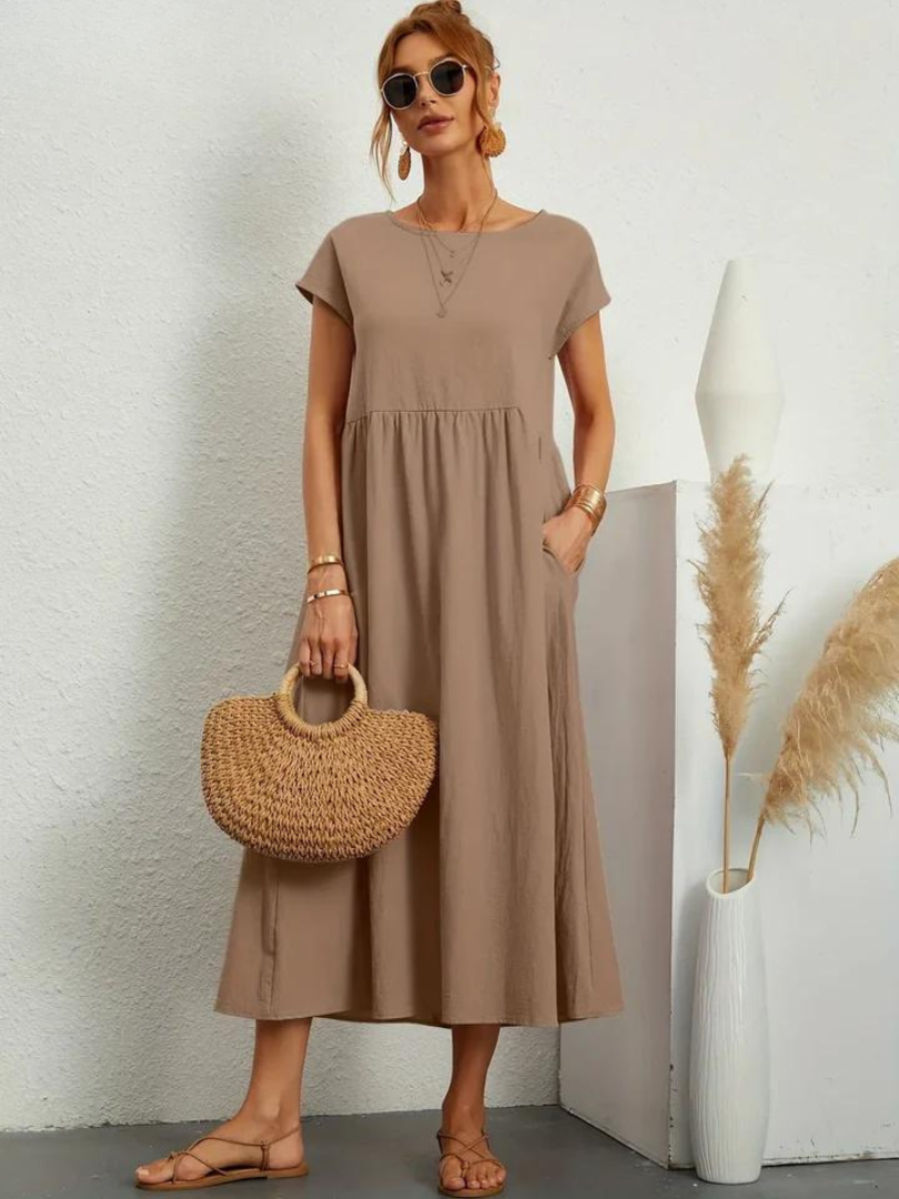Ruby™ | Vestito elegante in cotone e lino per un look essenziale e raffinato