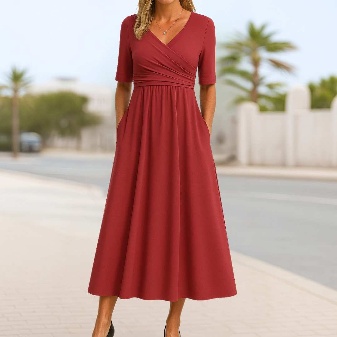 Elegante Monique™ | Abito incrociato con maniche corte per un look raffinato