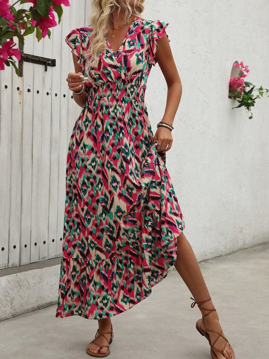 Clara | Elegante Abito Vintage con Stampa per un Look Estivo Casual e Alla Moda