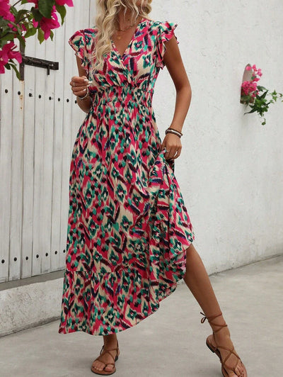 Clara | Elegante Abito Vintage con Stampa per un Look Estivo Casual e Alla Moda