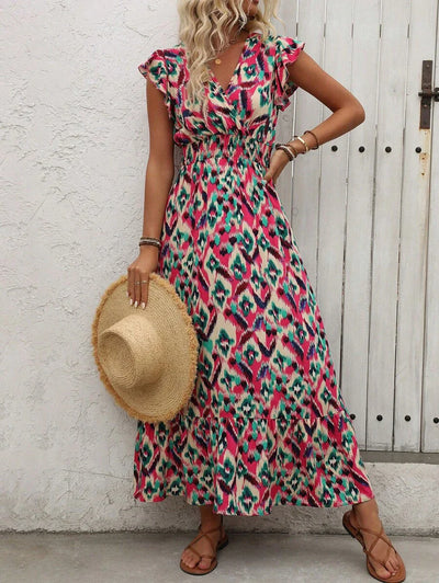 Clara | Elegante Abito Vintage con Stampa per un Look Estivo Casual e Alla Moda