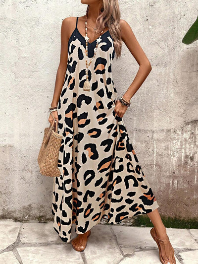 Elena | Vestito Estivo alla Moda con Spalline Sottili, Schiena Nuda e Design Grafico Accattivante