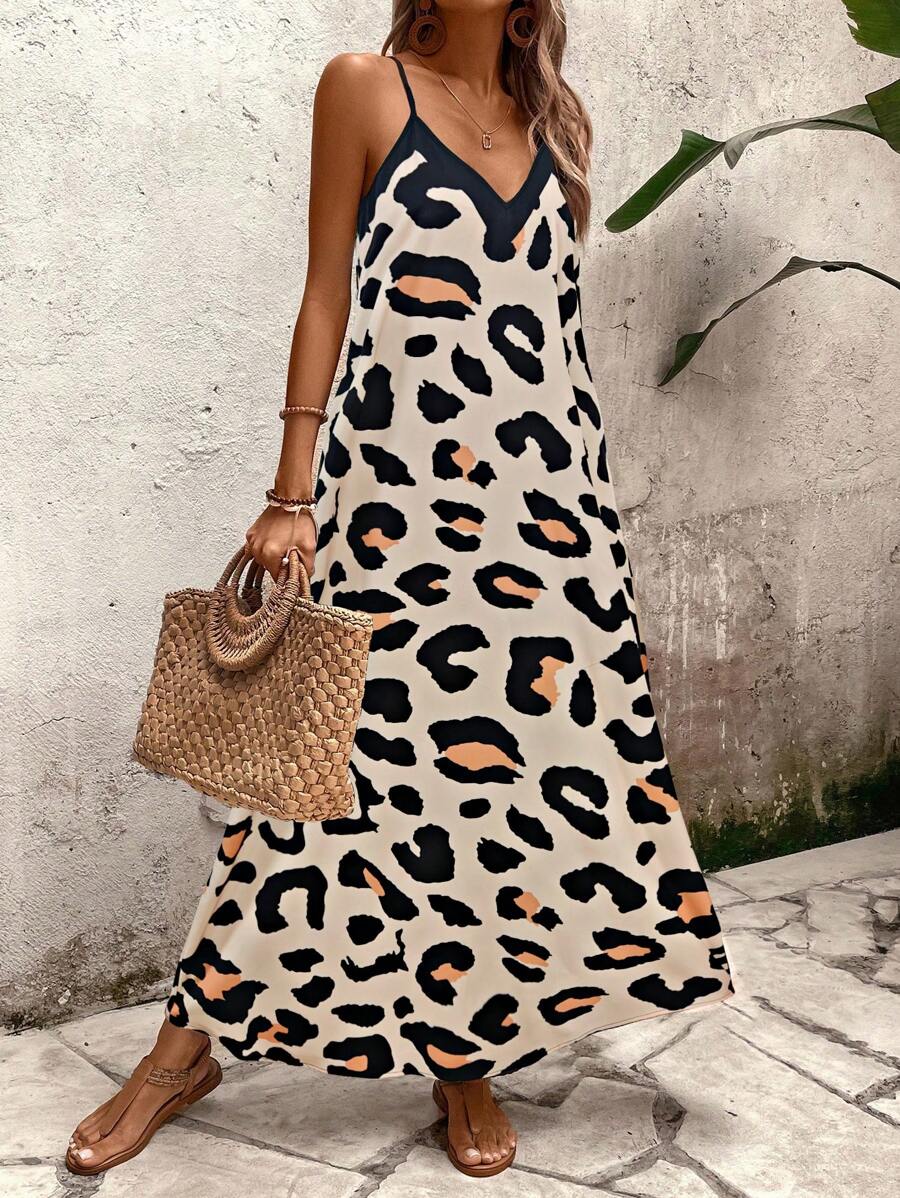 Elena | Vestito Estivo alla Moda con Spalline Sottili, Schiena Nuda e Design Grafico Accattivante