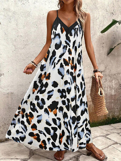 Elena | Vestito Estivo alla Moda con Spalline Sottili, Schiena Nuda e Design Grafico Accattivante