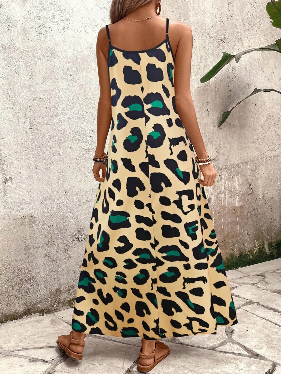 Elena | Vestito Estivo alla Moda con Spalline Sottili, Schiena Nuda e Design Grafico Accattivante