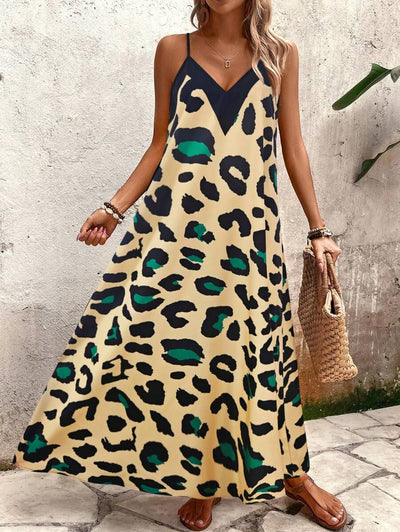 Elena | Vestito Estivo alla Moda con Spalline Sottili, Schiena Nuda e Design Grafico Accattivante