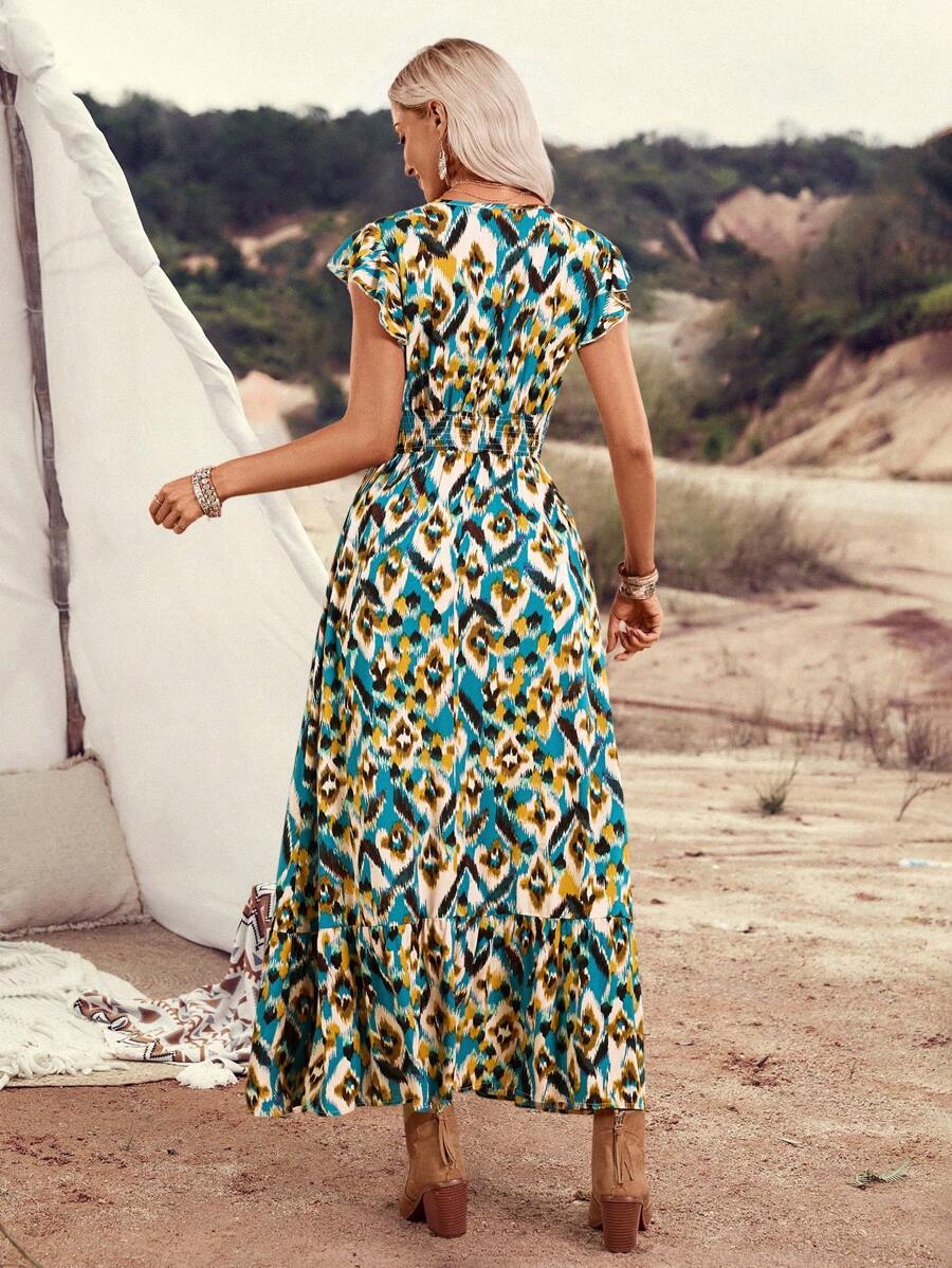 Clara | Elegante Abito Vintage con Stampa per un Look Estivo Casual e Alla Moda