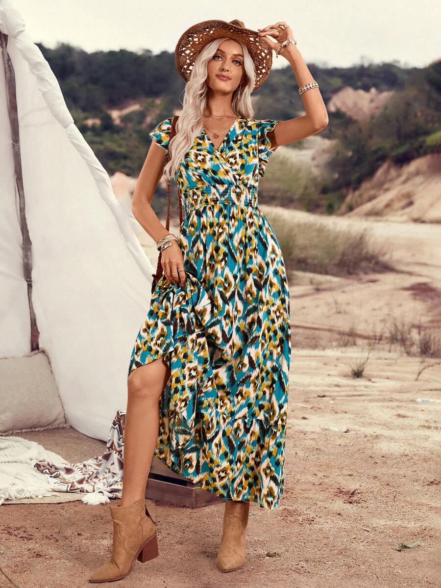 Clara | Elegante Abito Vintage con Stampa per un Look Estivo Casual e Alla Moda