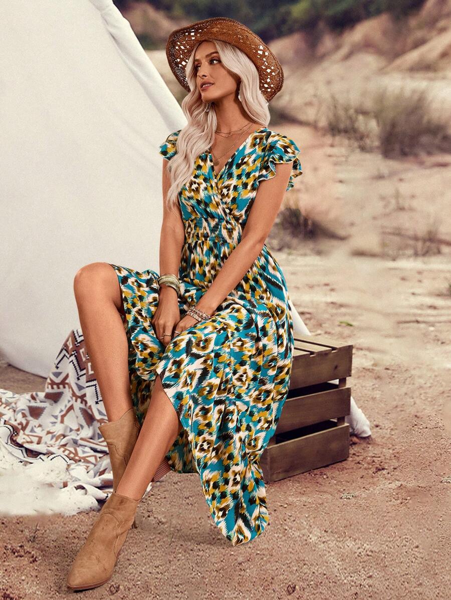 Clara | Elegante Abito Vintage con Stampa per un Look Estivo Casual e Alla Moda