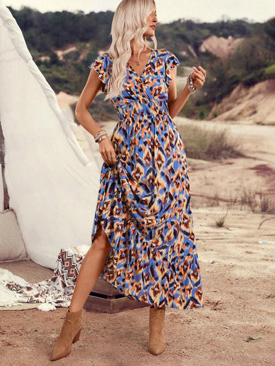 Clara | Elegante Abito Vintage con Stampa per un Look Estivo Casual e Alla Moda