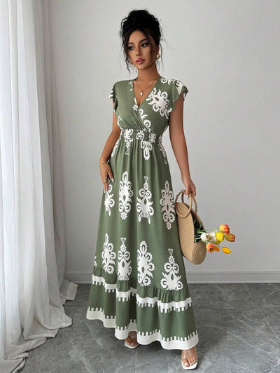 Clara | Elegante Abito Vintage con Stampa per un Look Estivo Casual e Alla Moda