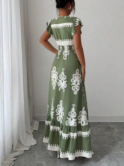 Clara | Elegante Abito Vintage con Stampa per un Look Estivo Casual e Alla Moda