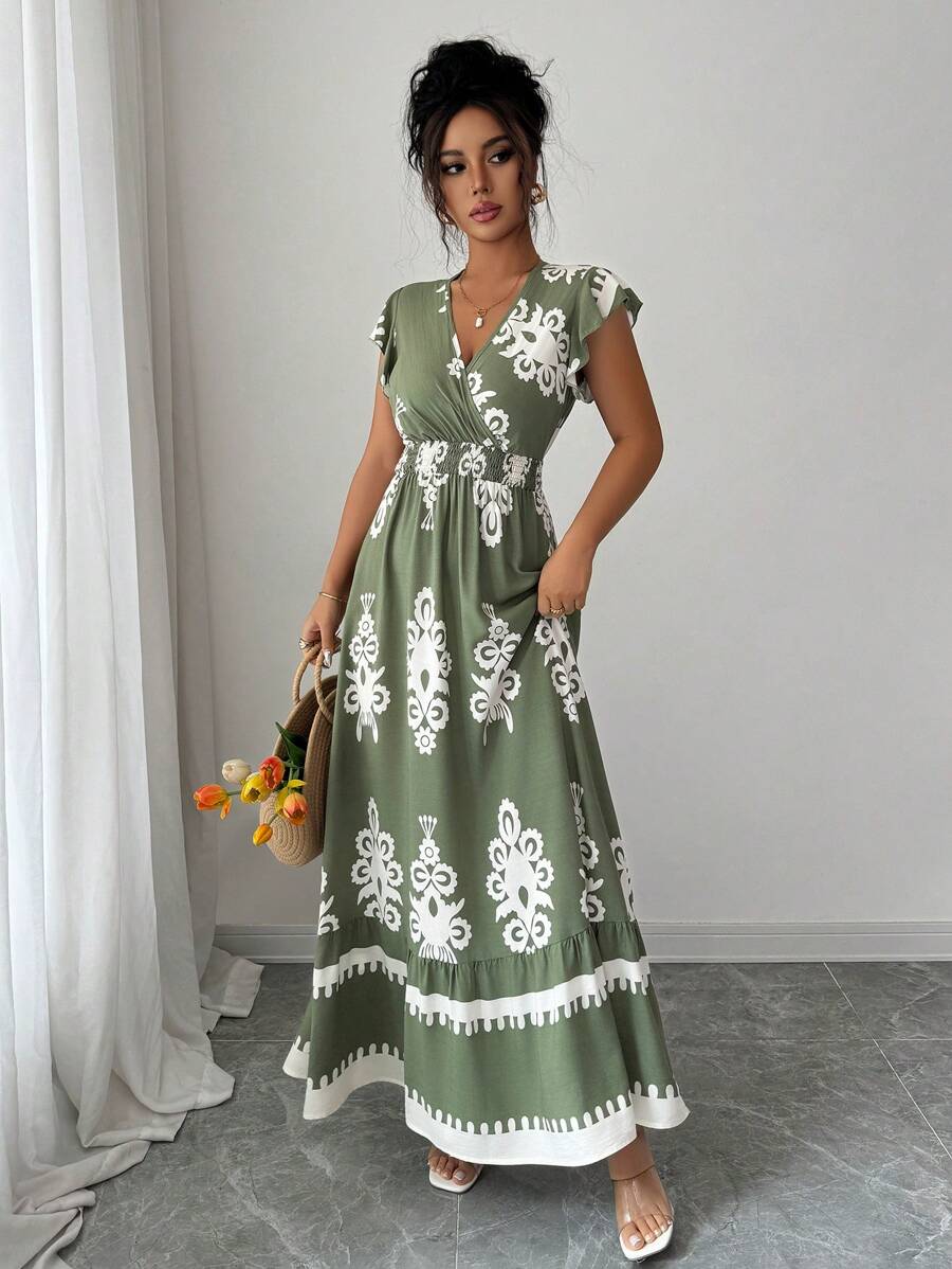 Clara | Elegante Abito Vintage con Stampa per un Look Estivo Casual e Alla Moda