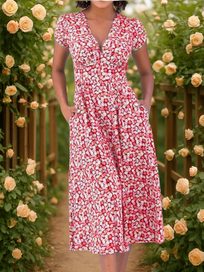 Fienna – Elegante Abito Midi con Bottoni Frontali per uno Stile Casual e Raffinato