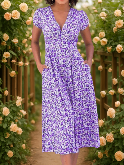 Fienna – Elegante Abito Midi con Bottoni Frontali per uno Stile Casual e Raffinato