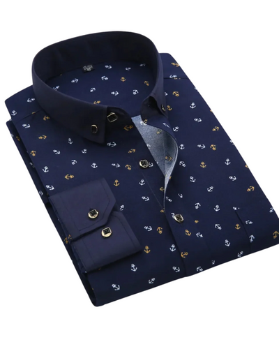 Arvani - Elegante camicia con raffinata stampa nautica per un look irresistibile