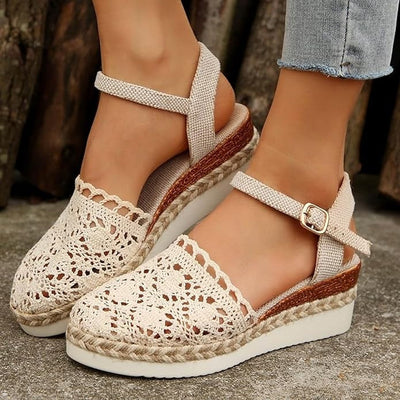 Adalyn™ - Élégantes Chaussures Boho à Talons Compensés