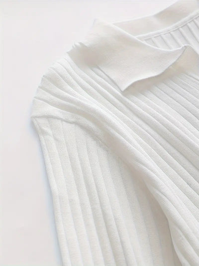 Maglione polo a coste fini con maniche lunghe