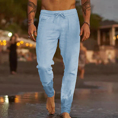 Pantaloni da spiaggia eleganti in lino leggeri e traspiranti