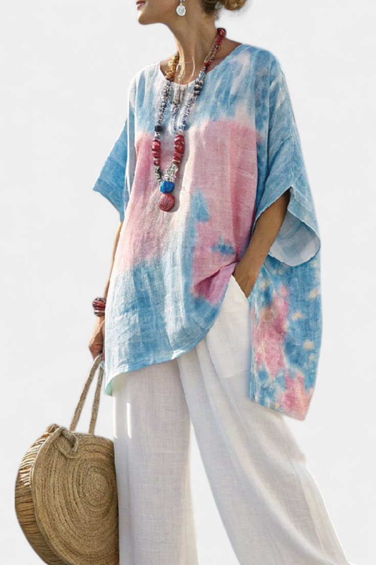 Completo Casual Daisy con Blusa Lenta e Pantaloni a Righe in Lino di Bambù per uno Stile Comodo ed Elegante