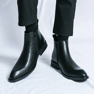 Cooper™ | Eleganti stivali Chelsea in pelle con dettagli a cerniera