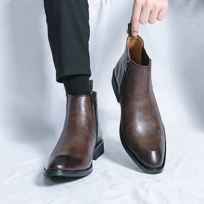 Cooper™ | Eleganti stivali Chelsea in pelle con dettagli a cerniera