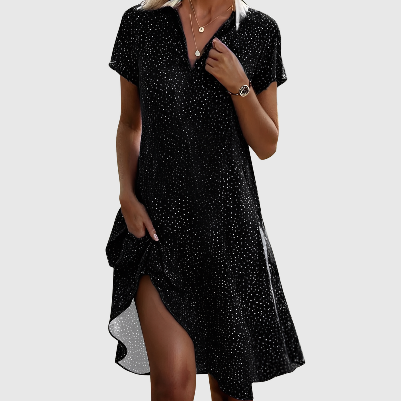 Zafira™ | Elegante Vestito Midi a Maniche Corte per Ogni Occasione