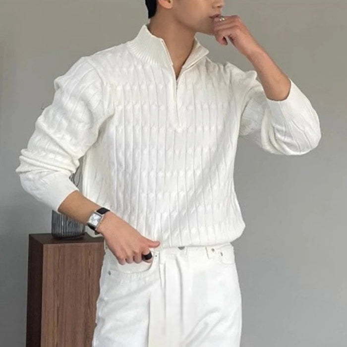 Maglione a mezza zip con lavorazione a maglia texturizzata