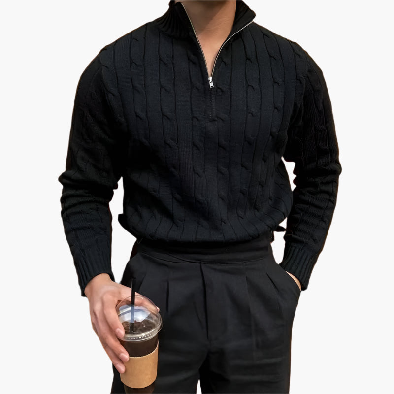 Maglione a mezza zip con lavorazione a maglia texturizzata