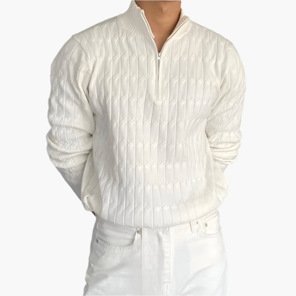 Maglione a mezza zip con lavorazione a maglia texturizzata