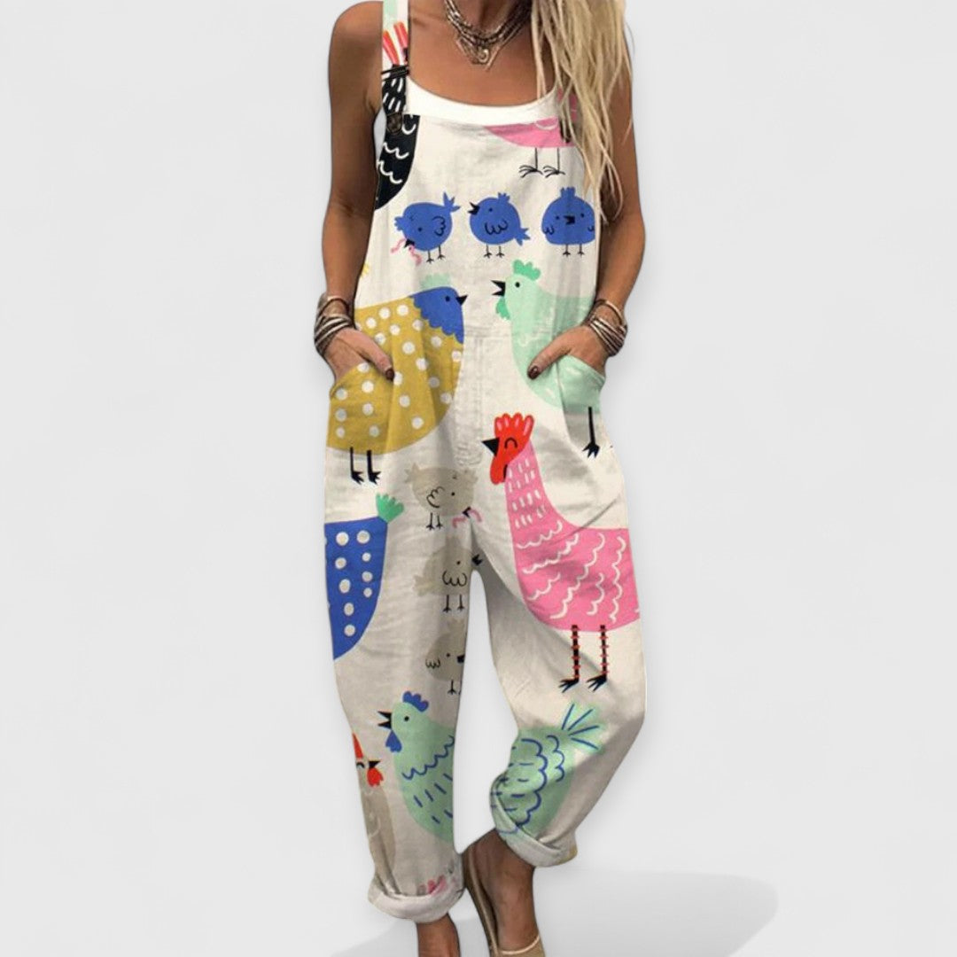 Freya | Tuta Vintage Elegante a Pantaloni Larghi per uno Stile Incomparabile